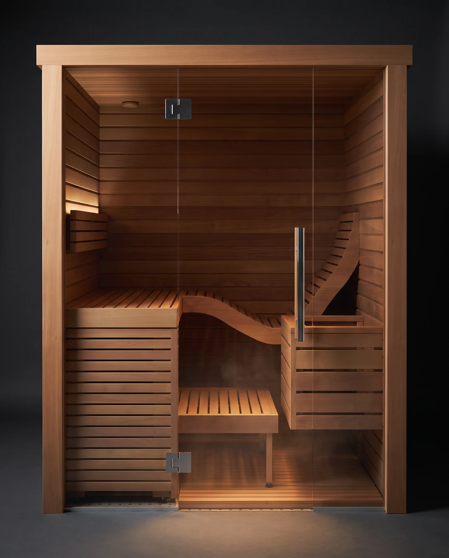 Auroom Baia Glass Indoor Sauna Kit, studio photograph