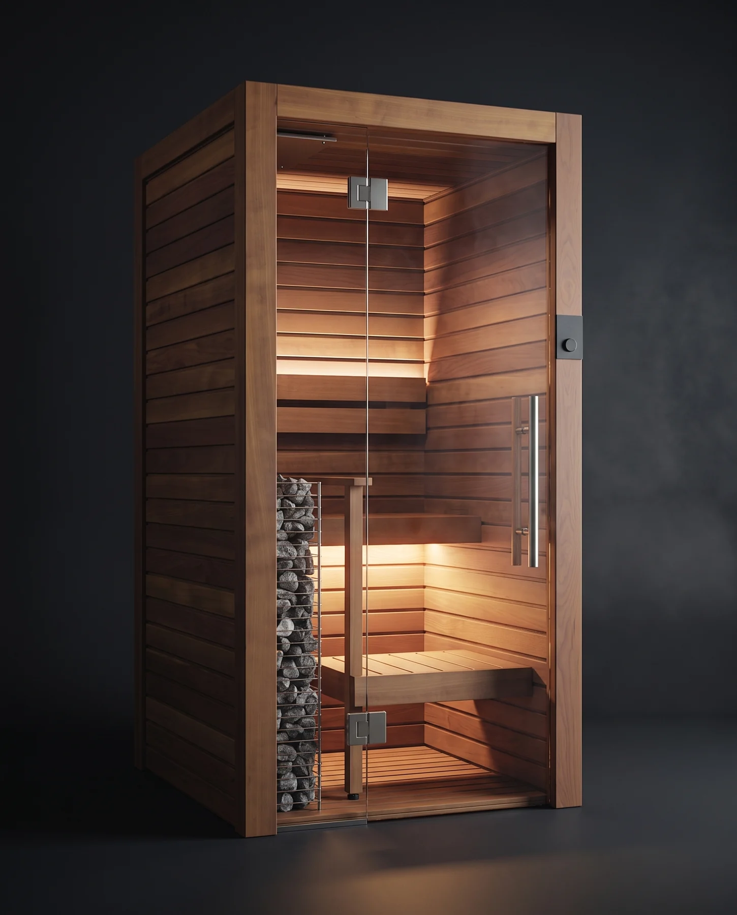 Auroom Cala Glass Mini Sauna Kit, studio photograph