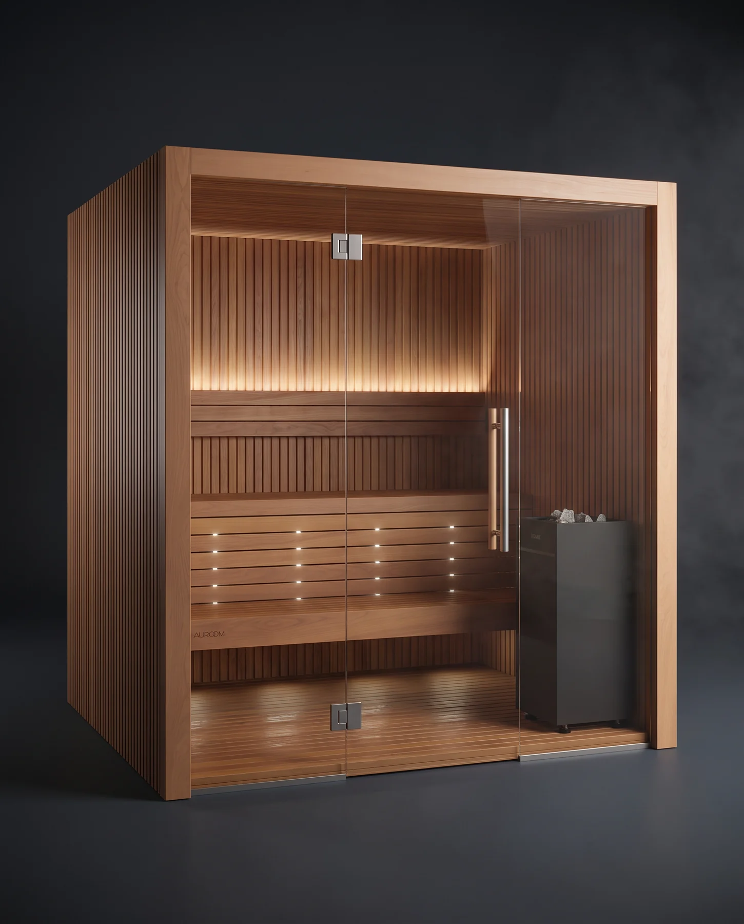 Auroom Libera Glass Cabin Sauna Kit, studio photograph