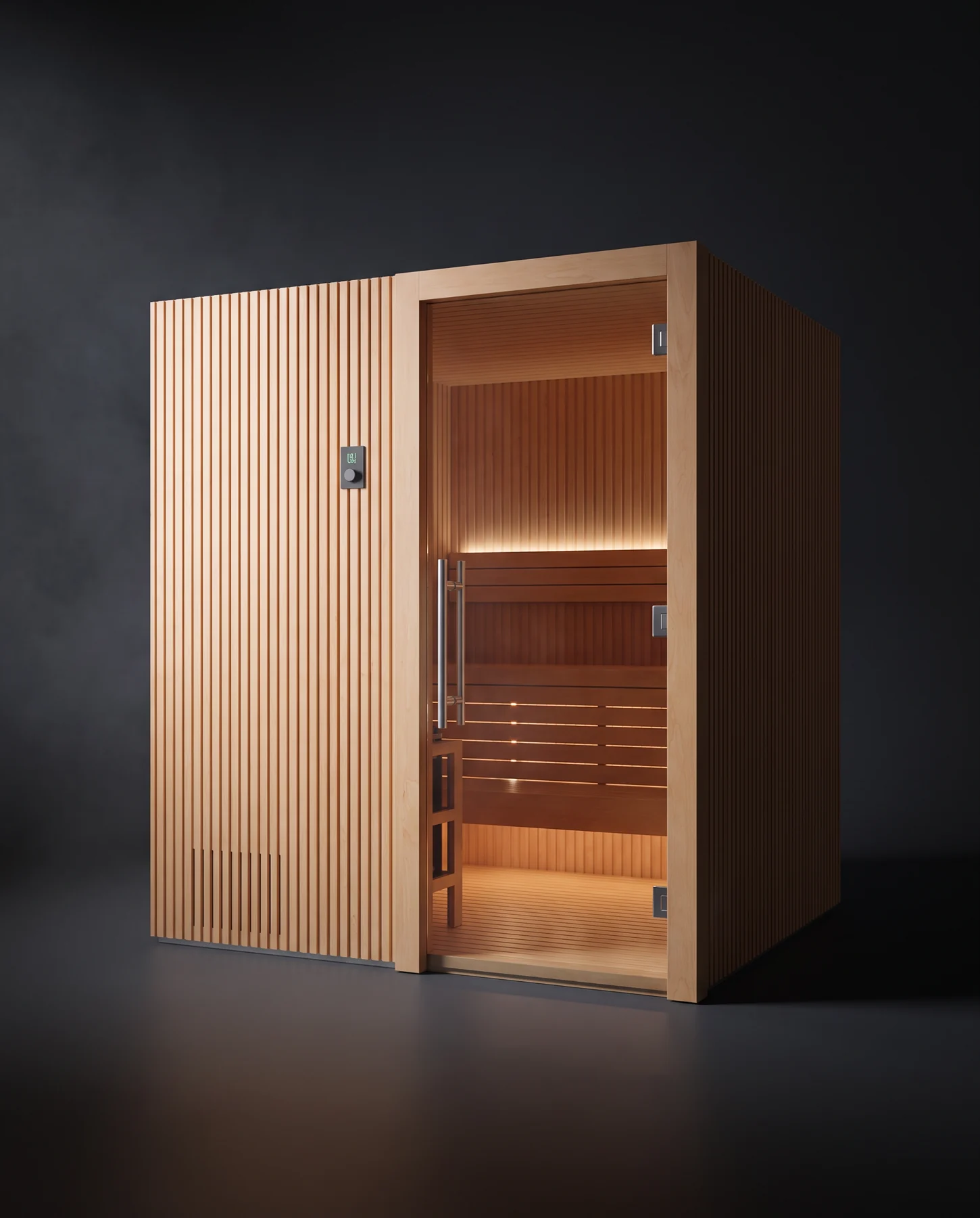 Auroom Libera Wood Cabin Sauna Kit, studio photograph