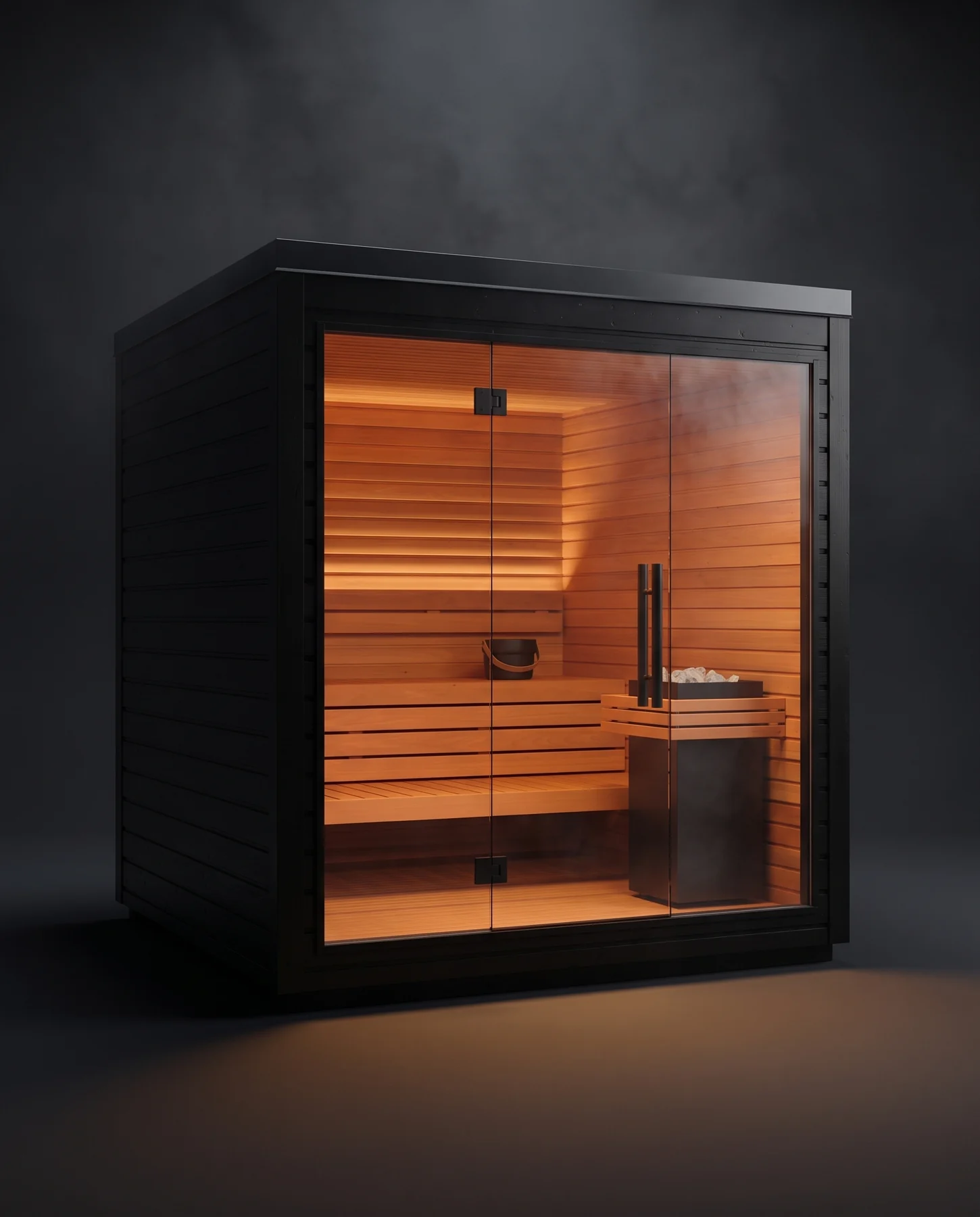 Auroom Mira L Outdoor Cabin Sauna Kit, studio photograph