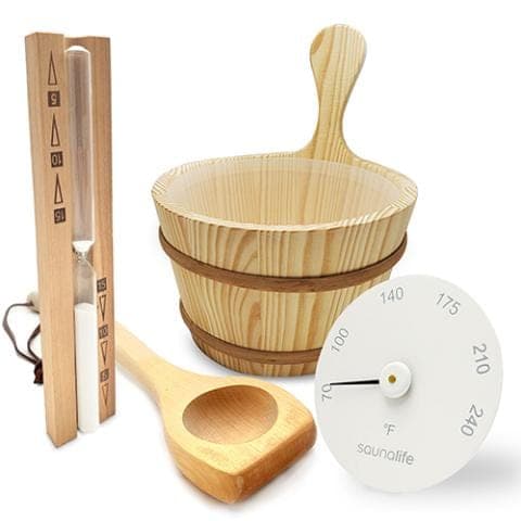 SaunaLife Bucket and Ladle Package 1, Ladle, Timer and Thermometer - Sauna Accessory Package ACCPKG-1 — photo 1