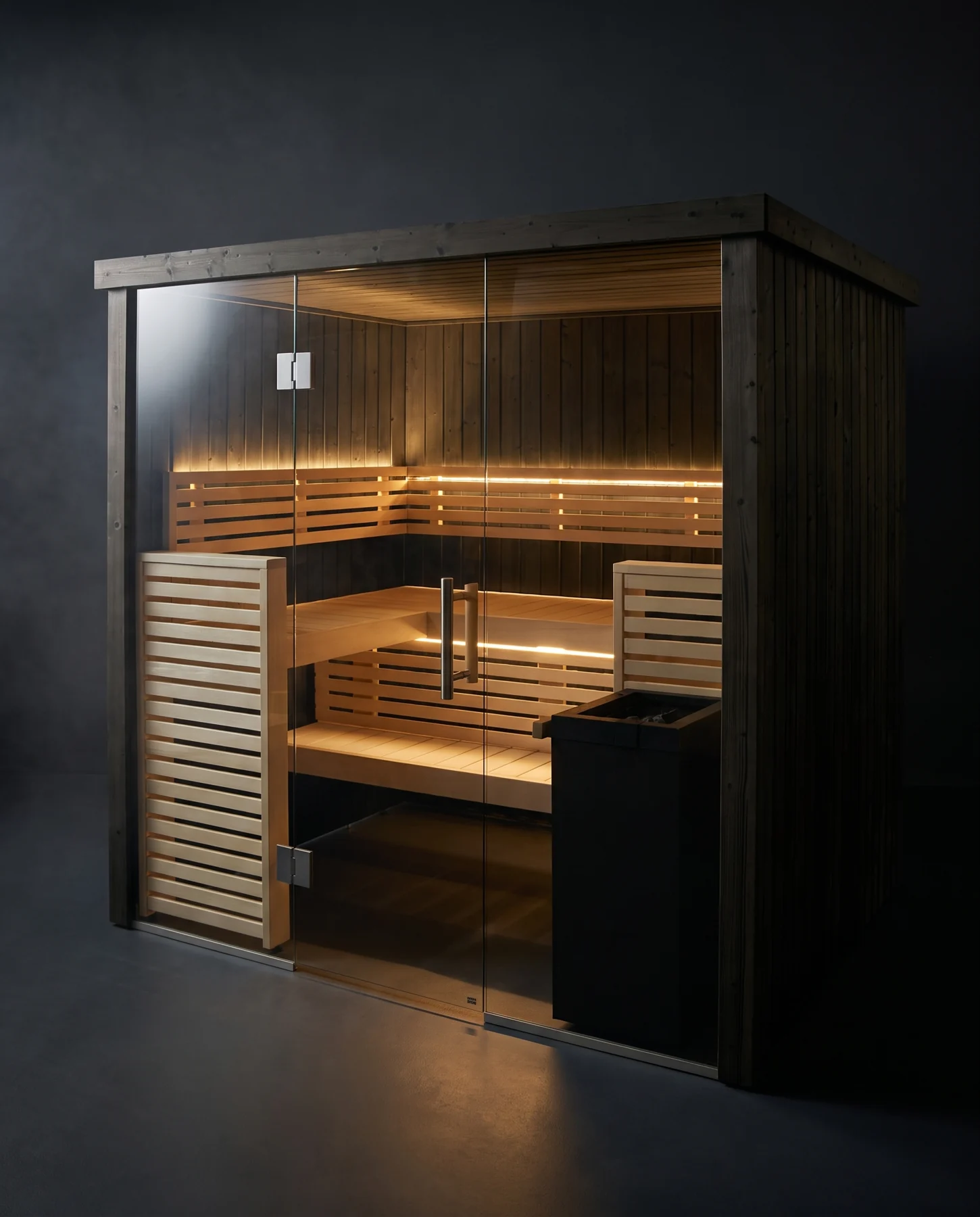 Harvia Fenix Indoor Cabin Sauna Kit, studio photograph