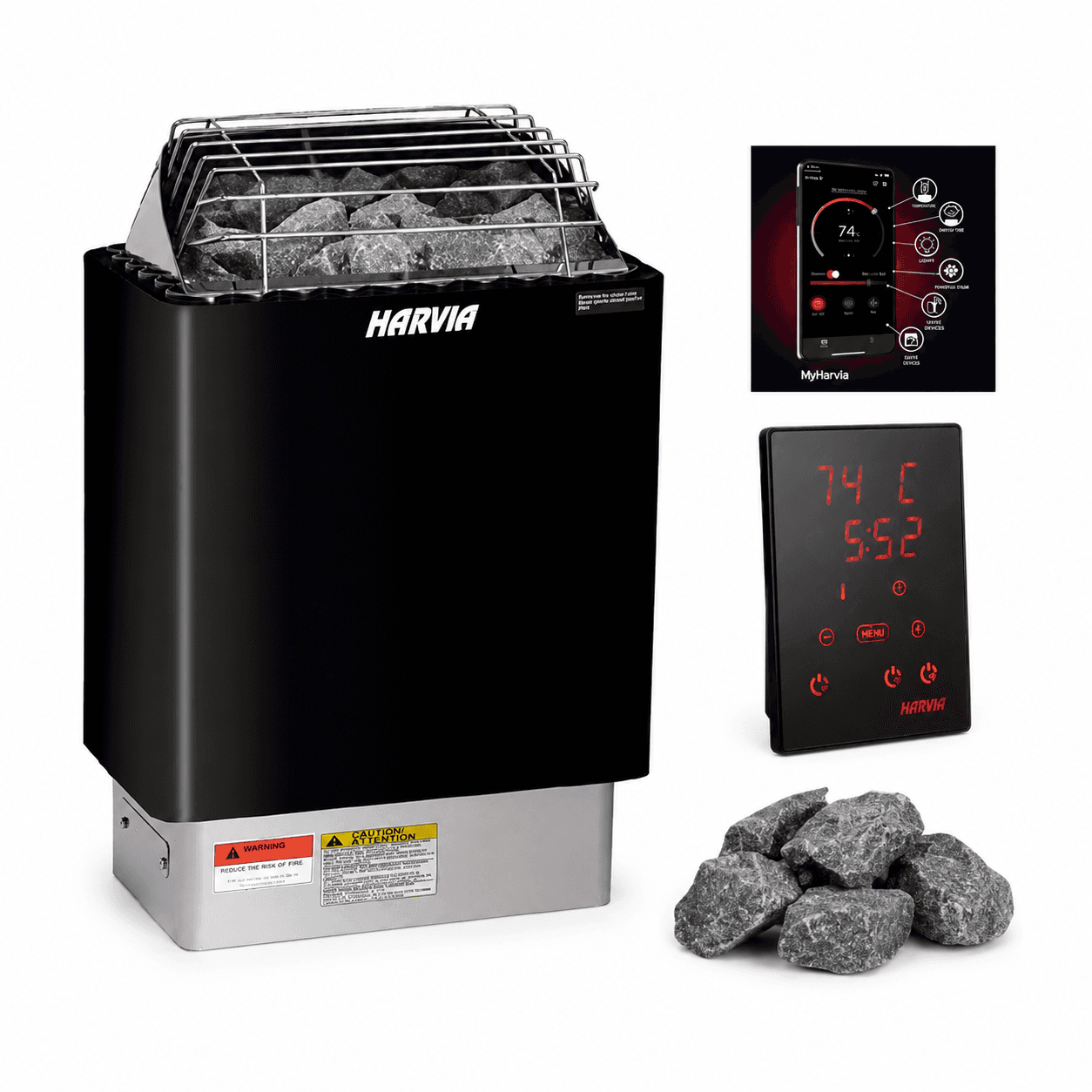 Harvia KIP80W 8 kW Black Electric Sauna Heater package — photo 1