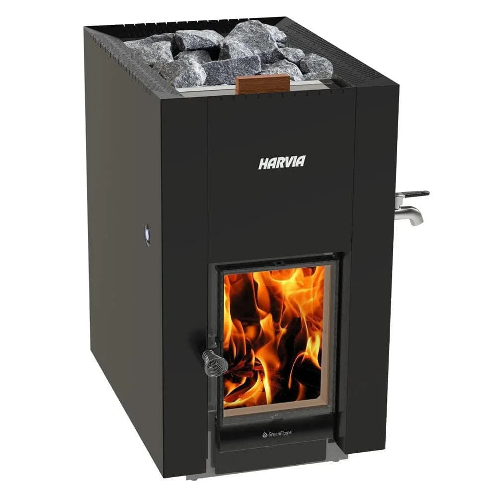 Harvia Linear 22 Greenflame ES Wood-Burning Sauna Stove w/ Water Tank — photo 1