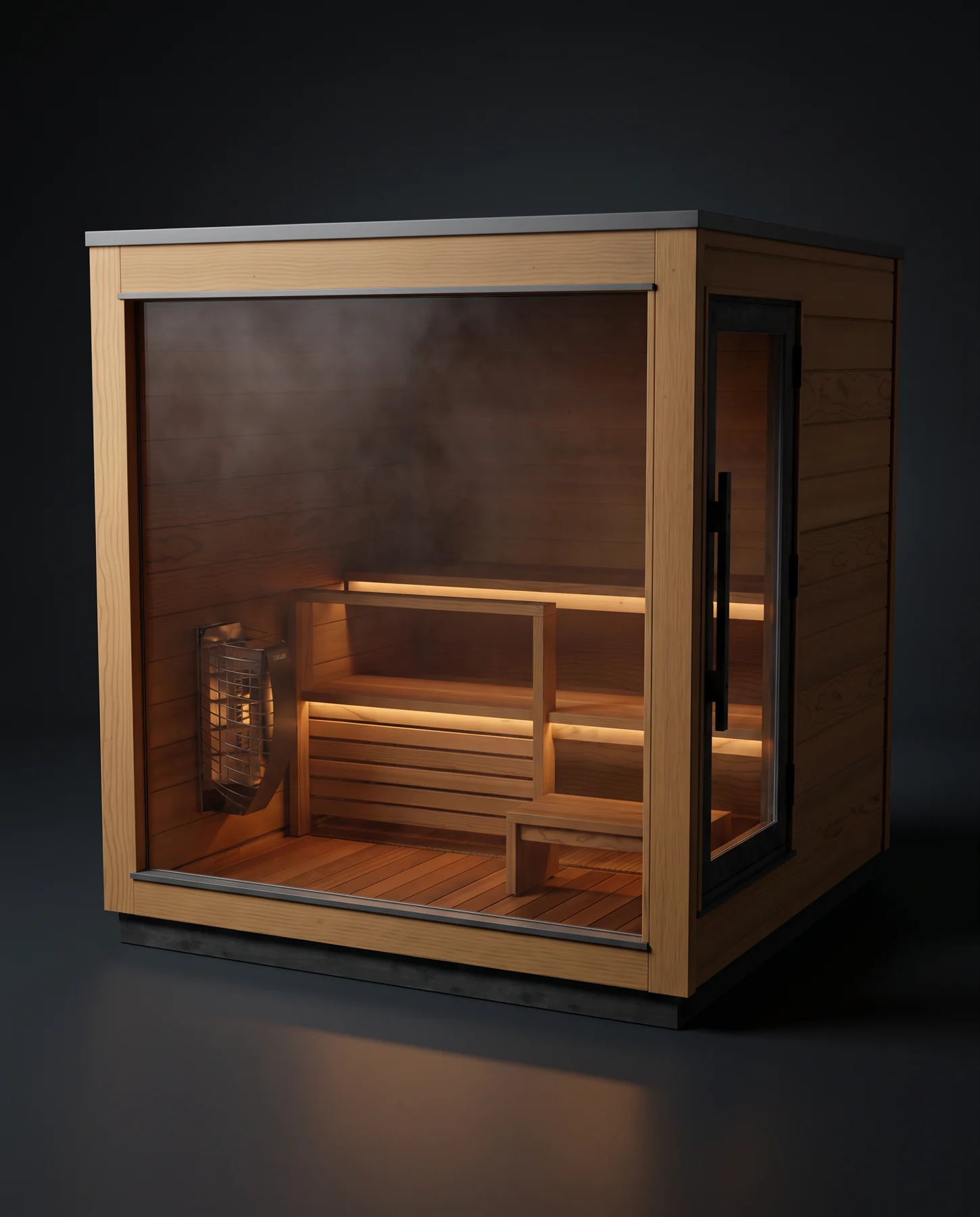 Thermasol Nordic Dawn Pre-Assembled Outdoor Sauna Cabin, studio photograph