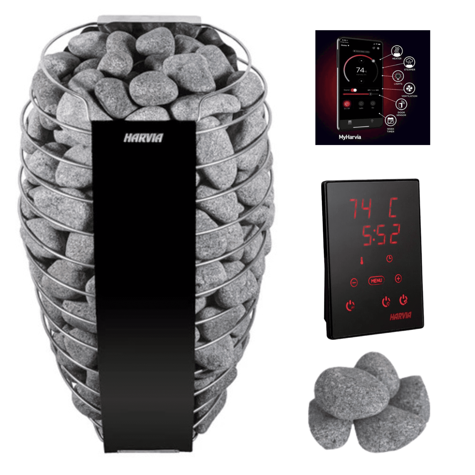 Harvia Spirit SP80E Electric Sauna Heater Package — photo 1