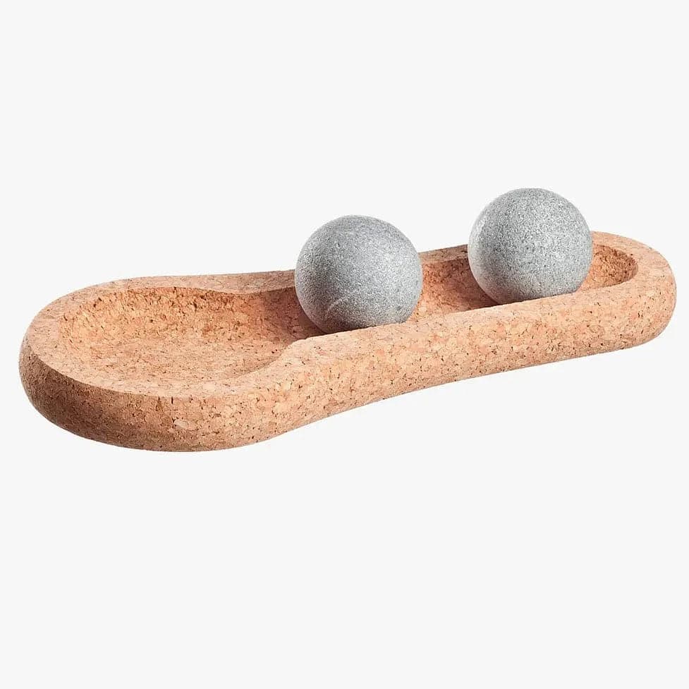 Hukka SoleJoy Sauna Massage Stones with Natural Cork Base, Spheres, 2 Pcs — photo 1