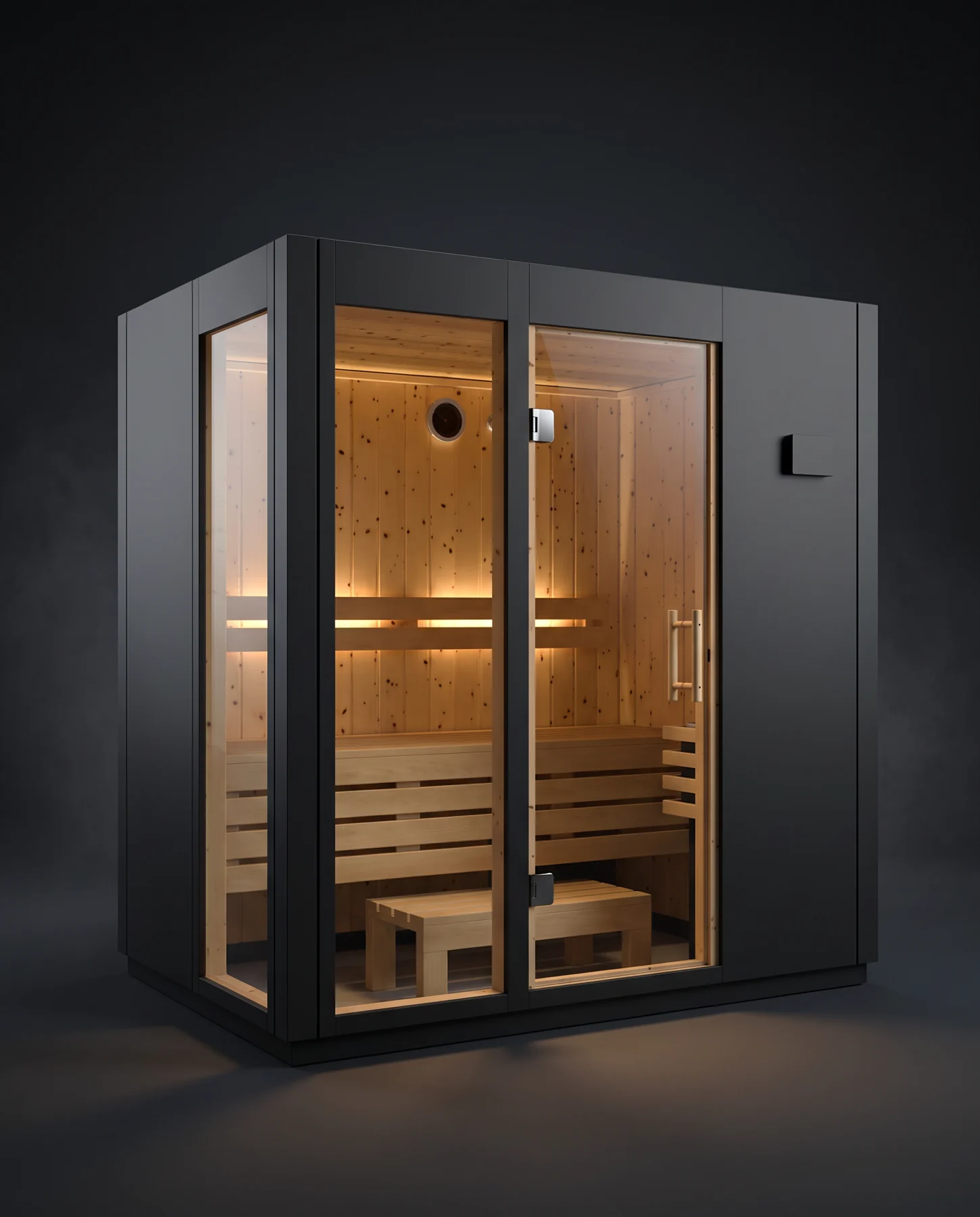 Kohler C1 Indoor Sauna Kit Graphite Grey, studio photograph