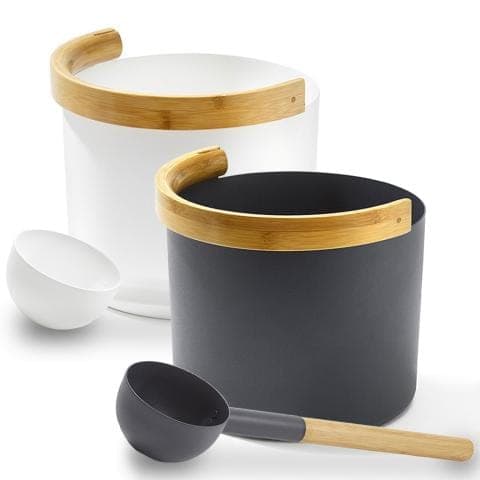 Kolo Sauna Bucket (w/ curved handle) + Ladle Set, Aluminum/Bamboo, 1 Gal — photo 1