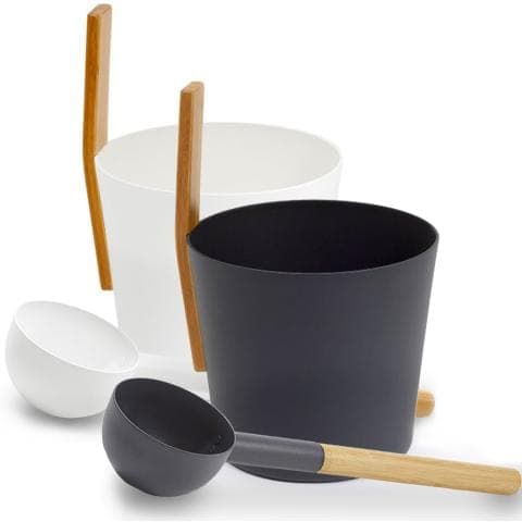 Kolo Sauna Bucket (w/ straight handle) + Ladle Set, Aluminum/Bamboo, 1 Gal — photo 1