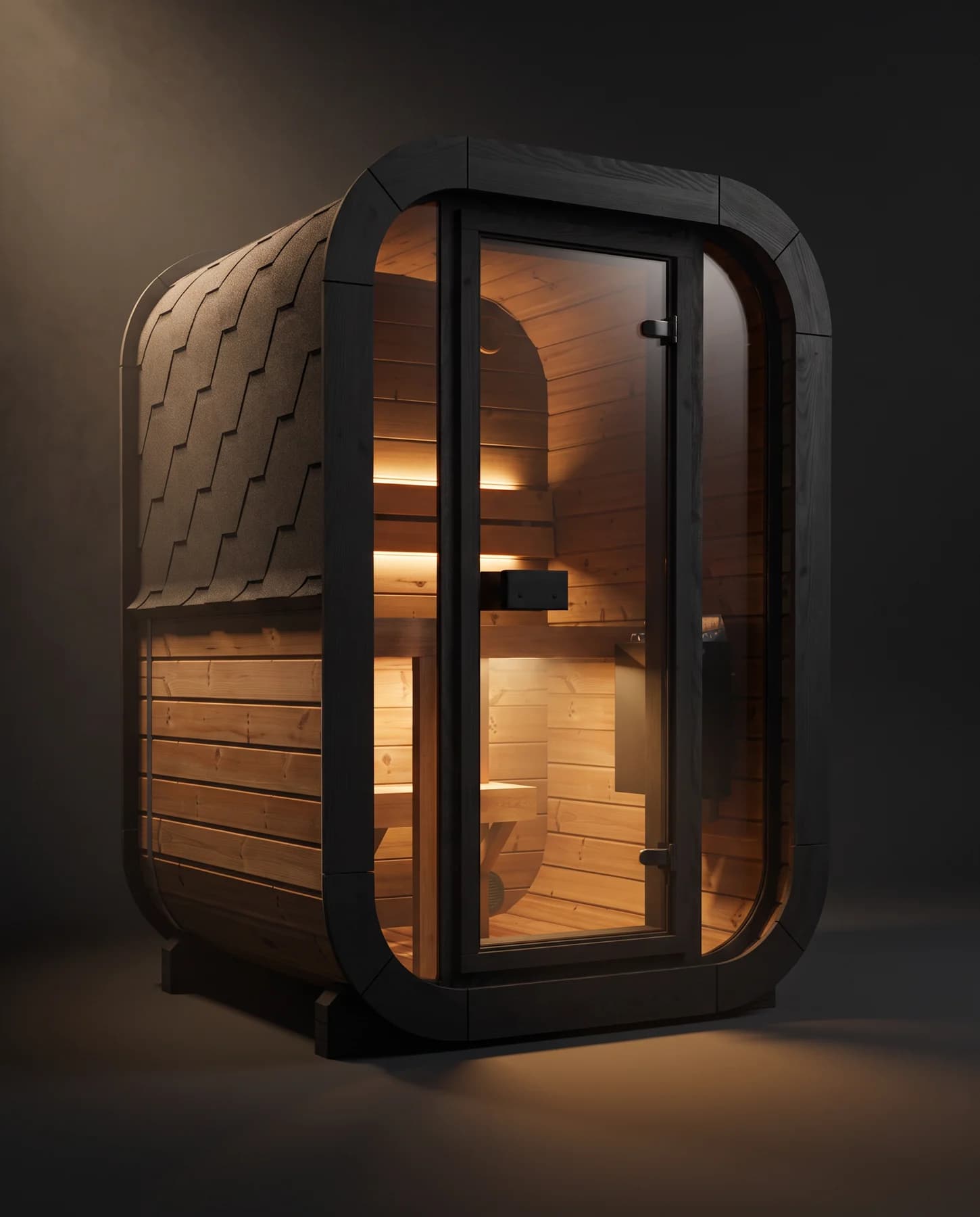 SaunaLife Model CL3G 1-2 Person Cube Series Outdoor Sauna Kit, studio photograph