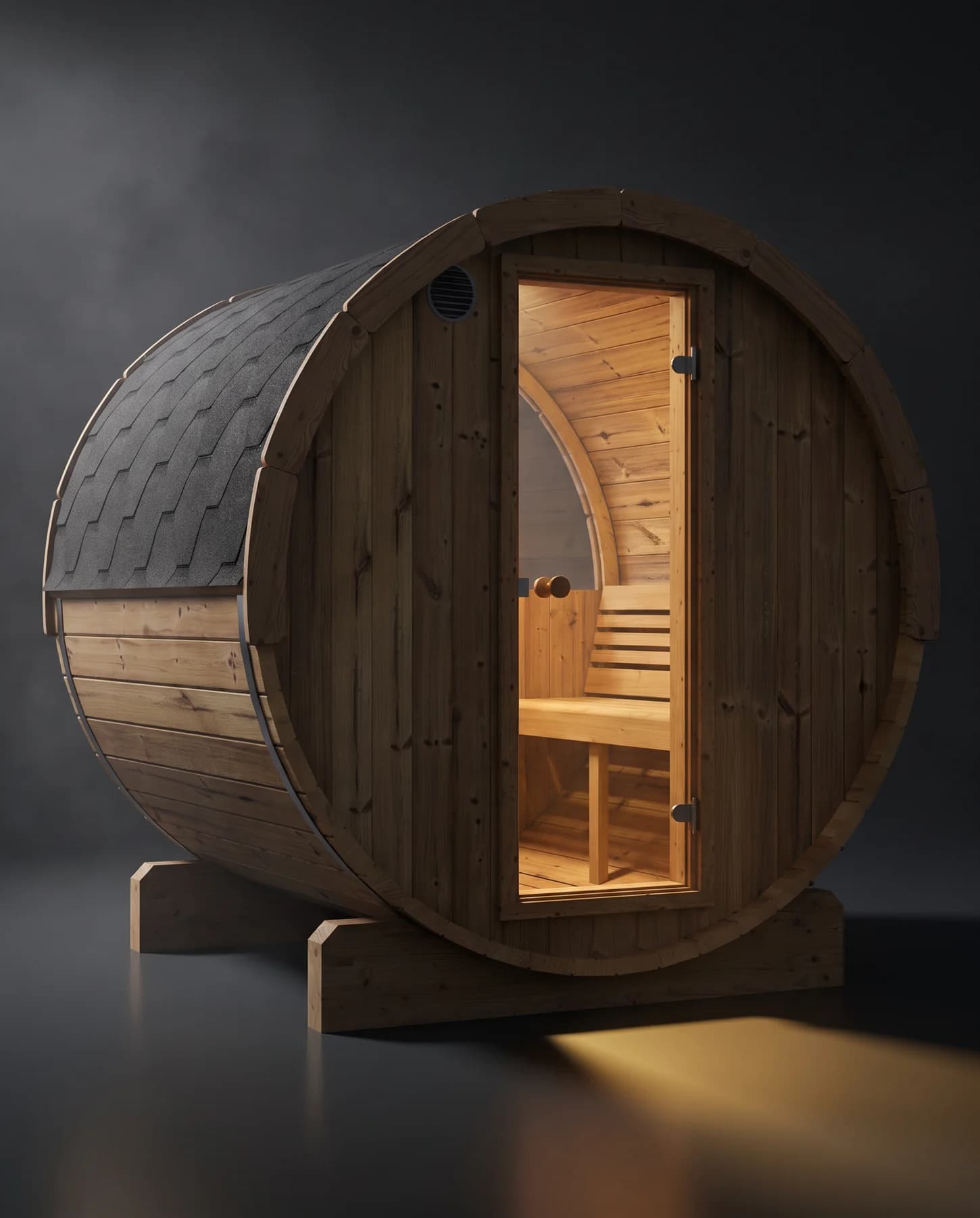 SaunaLife Model E7W 4 Person Sauna Barrel-Window, studio photograph