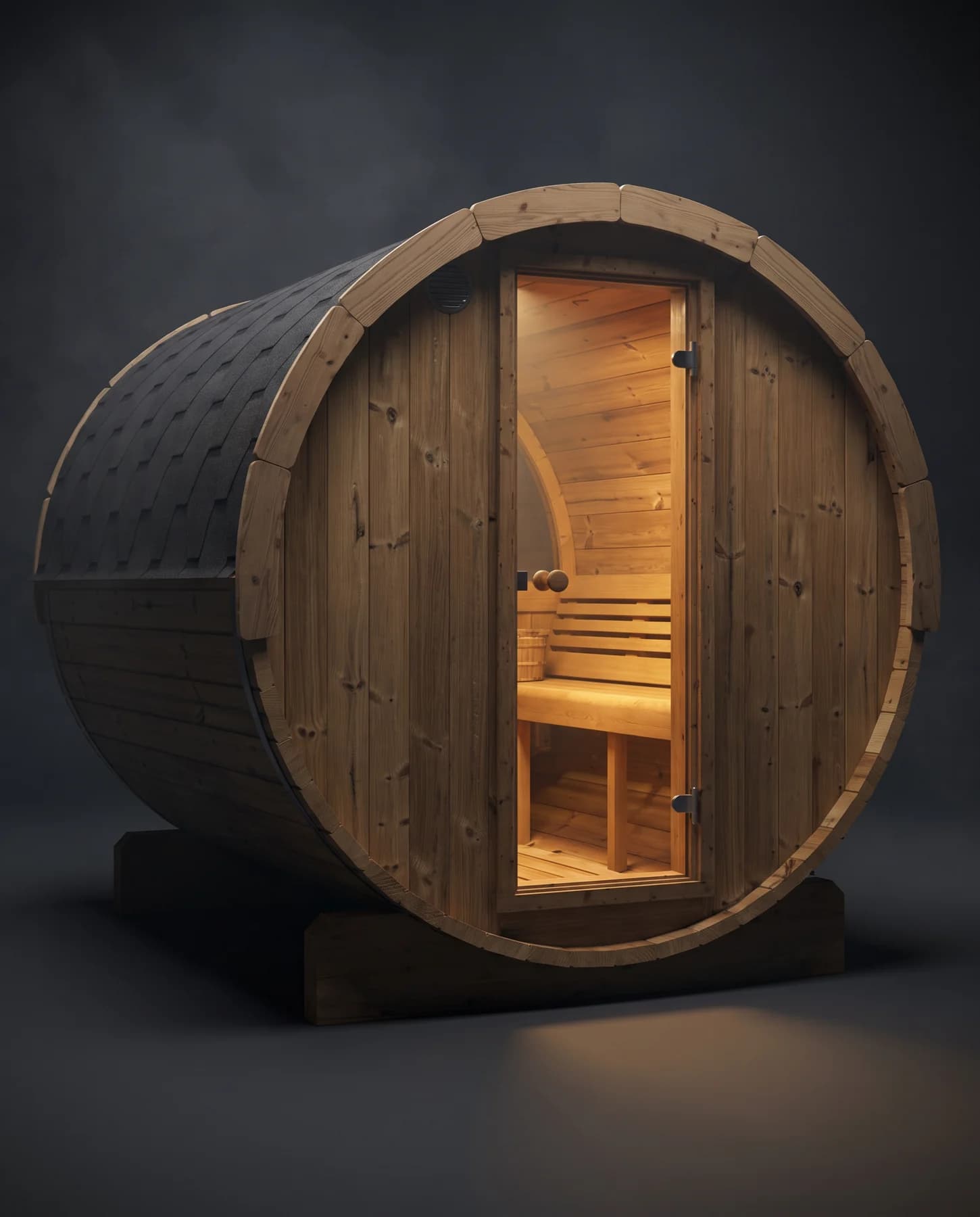 SaunaLife Model E8W 6 Person Sauna Barrel-Window, studio photograph