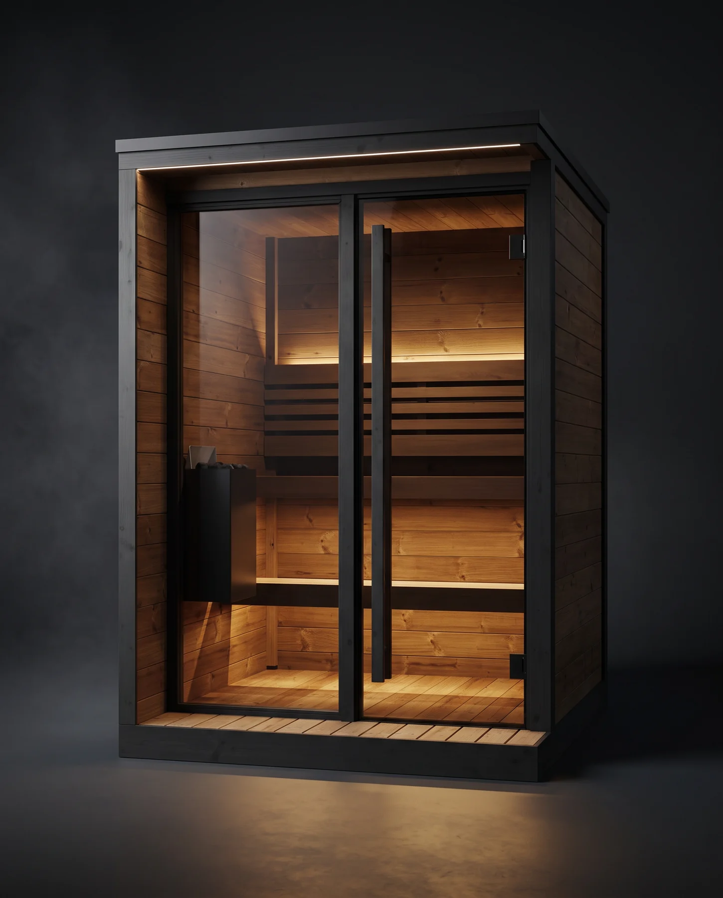 SaunaLife Model GL4 4 Person Garden Luxury Series Outdoor Sauna Kit, studio photograph