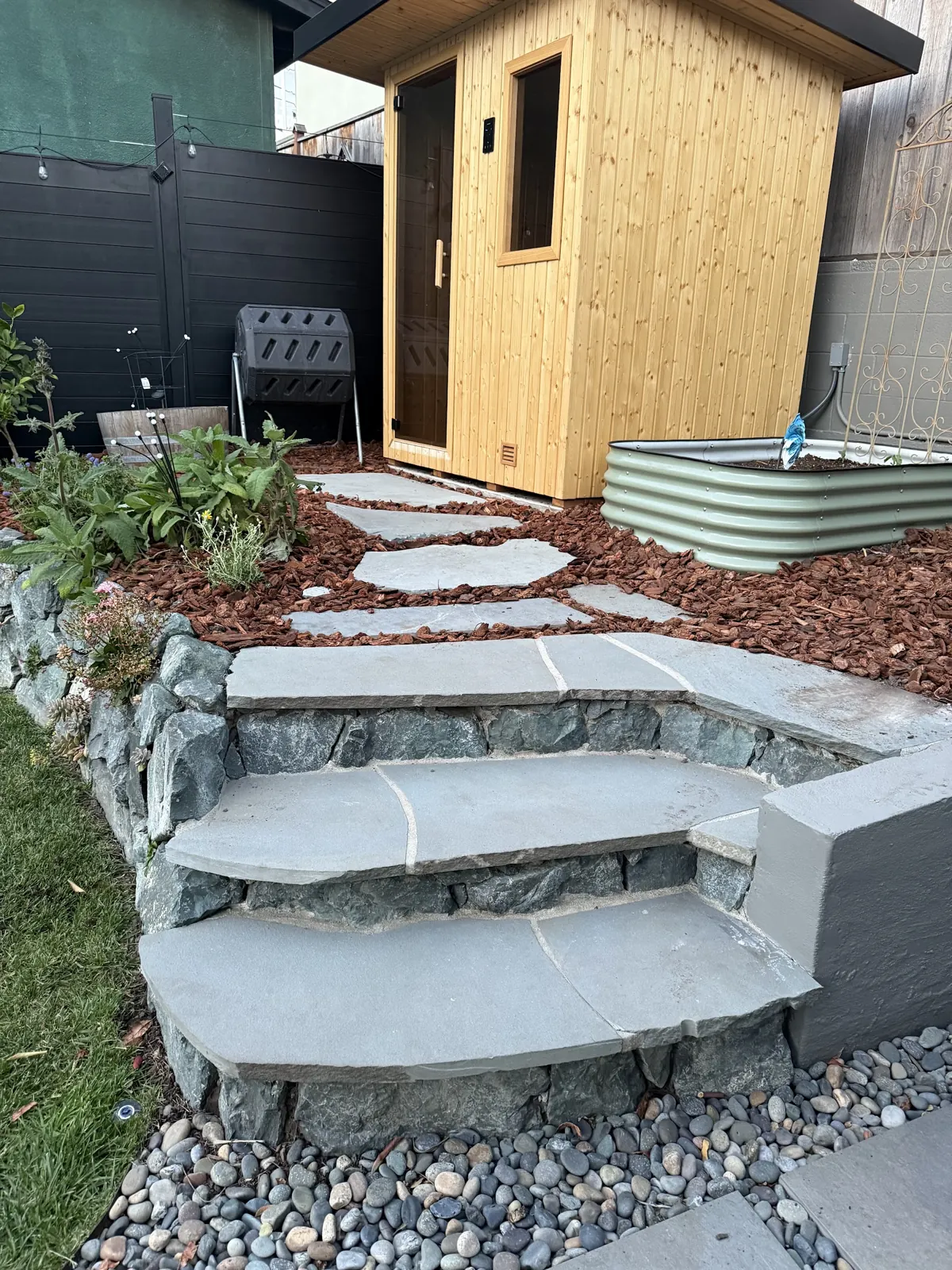 Finnleo NorthStar 46 on a new concrete slab, Oakland: photograph 5