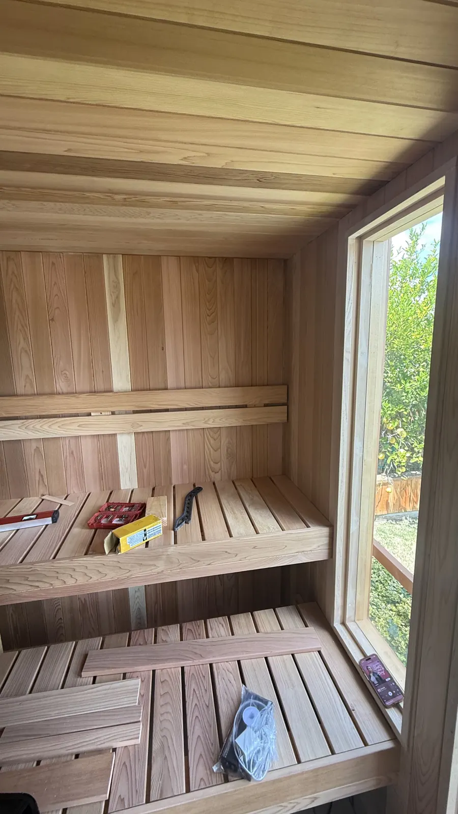 Custom 7' × 8' outdoor sauna, Sonoma: photograph 3