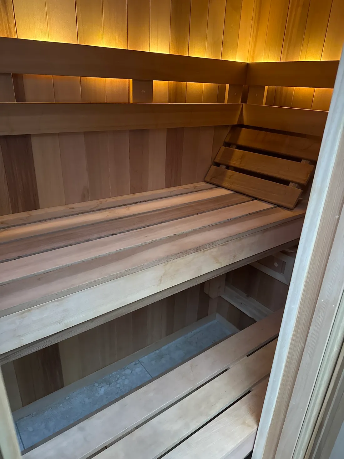 Benches with warm light under the backrest